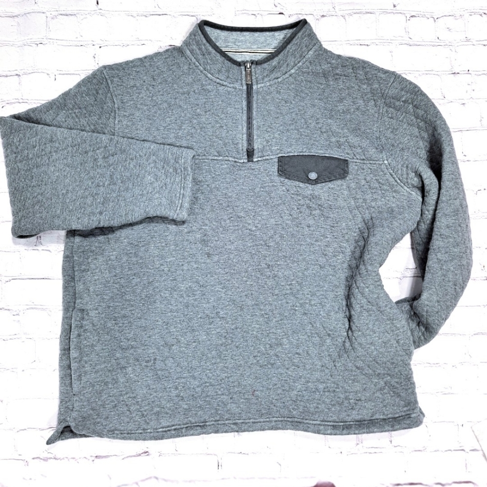 Pendleton Grey Quilted Long Sleeve Pocketed Pullover
